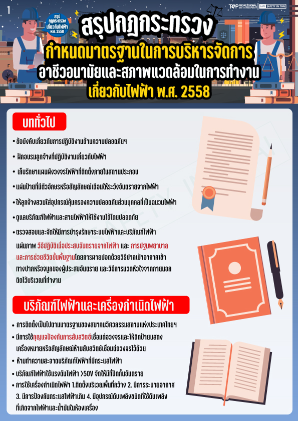 สรุปกฎกระทรวงการทำงานเกี่ยวกับไฟฟ้า2558