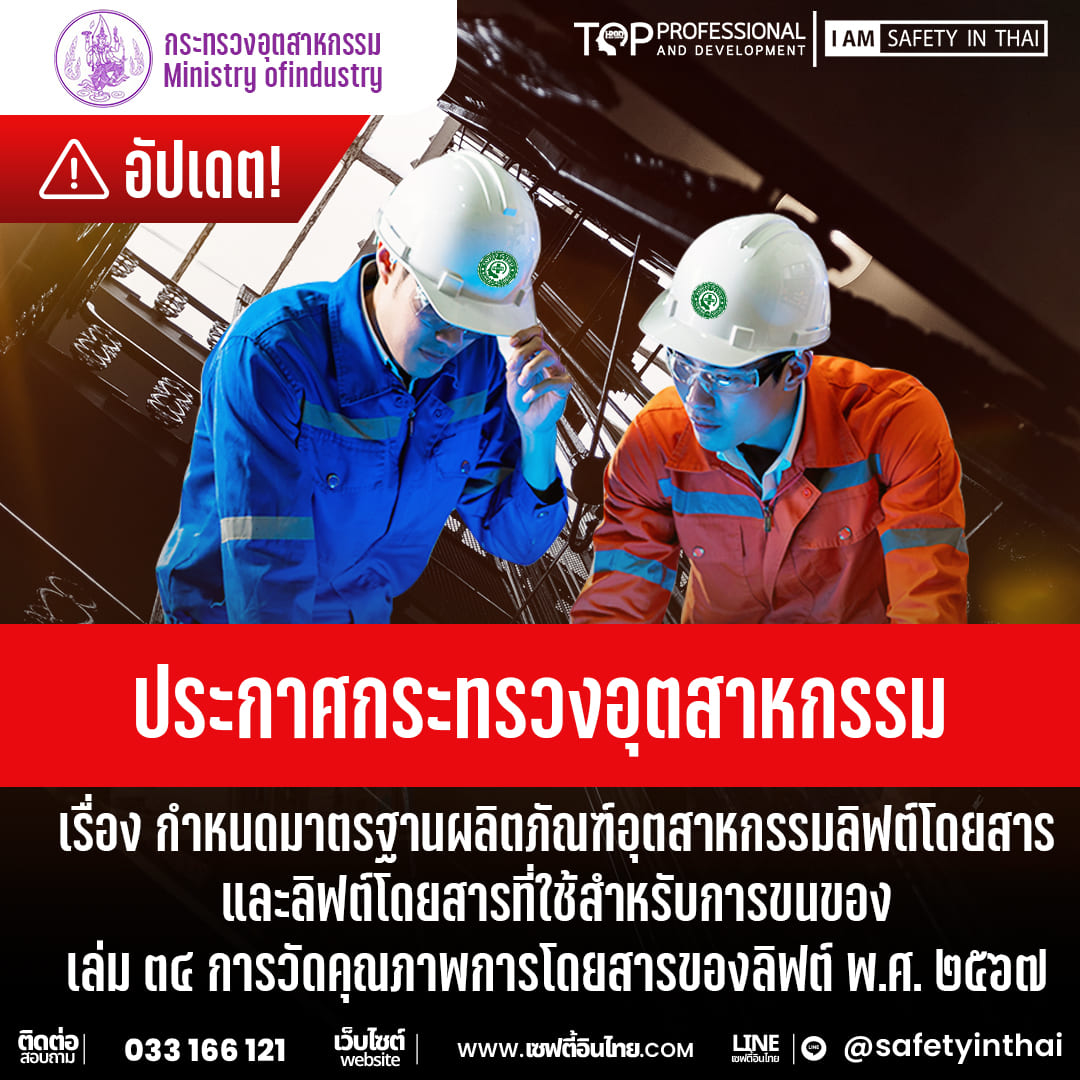 ประกาศกระทรวงอุตสาหกรรม เรื่อง กำหนดมาตรฐานผลิตภัณฑ์อุตสาหกรรม ลิฟต์โดยสาร และลิฟต์โดยสารที่ใช้สำหรับการขนของ เล่ม 34 การวัดคุณภาพการโดยสารของลิฟต์ พ.ศ. 2567